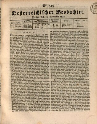 Der Oesterreichische Beobachter Freitag 15. November 1833
