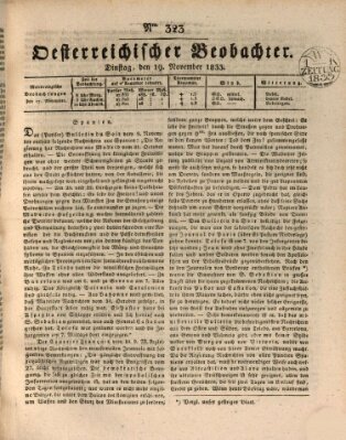 Der Oesterreichische Beobachter Dienstag 19. November 1833