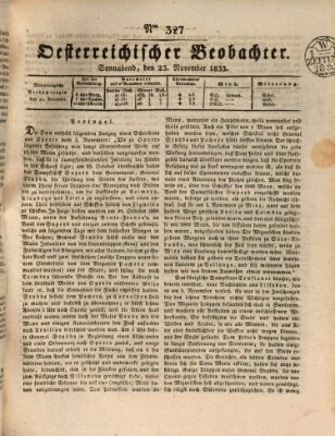 Der Oesterreichische Beobachter Samstag 23. November 1833