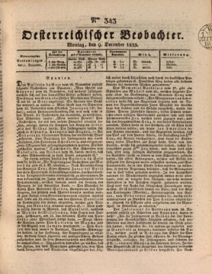 Der Oesterreichische Beobachter Montag 9. Dezember 1833