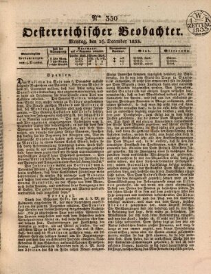 Der Oesterreichische Beobachter Montag 16. Dezember 1833