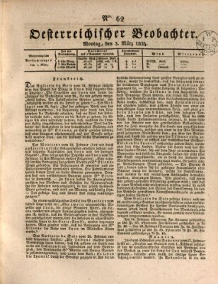 Der Oesterreichische Beobachter Montag 3. März 1834