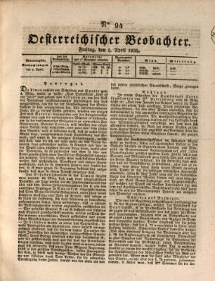 Der Oesterreichische Beobachter Freitag 4. April 1834
