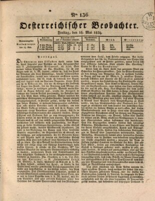 Der Oesterreichische Beobachter Freitag 16. Mai 1834