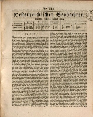 Der Oesterreichische Beobachter Montag 11. August 1834