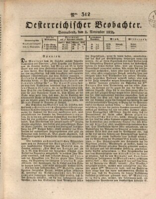 Der Oesterreichische Beobachter Samstag 8. November 1834