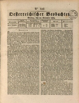 Der Oesterreichische Beobachter Montag 22. Dezember 1834