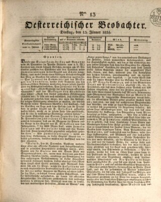 Der Oesterreichische Beobachter Dienstag 13. Januar 1835