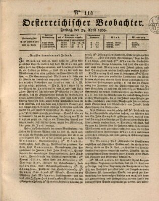 Der Oesterreichische Beobachter Freitag 24. April 1835