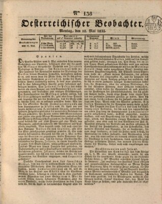 Der Oesterreichische Beobachter Montag 18. Mai 1835