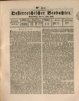 Der Oesterreichische Beobachter Donnerstag 23. Juli 1835