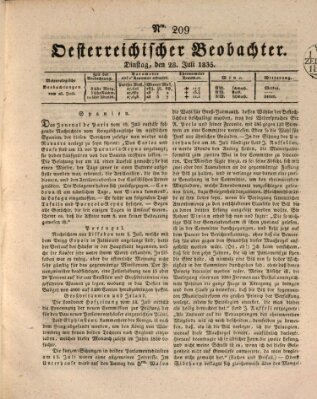 Der Oesterreichische Beobachter Dienstag 28. Juli 1835