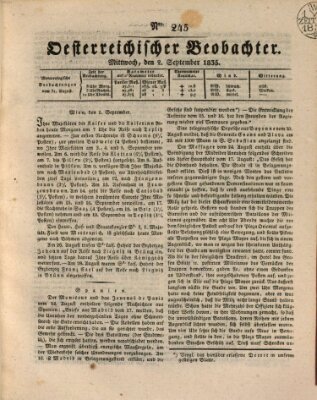 Der Oesterreichische Beobachter Mittwoch 2. September 1835