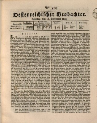 Der Oesterreichische Beobachter Sonntag 13. September 1835