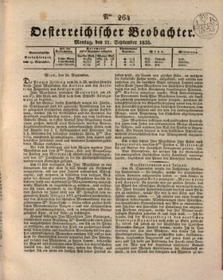 Der Oesterreichische Beobachter Montag 21. September 1835