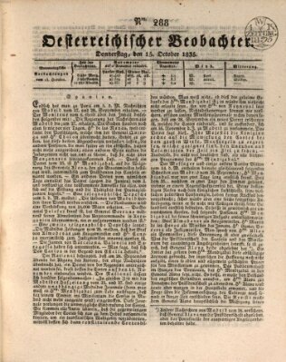 Der Oesterreichische Beobachter Donnerstag 15. Oktober 1835
