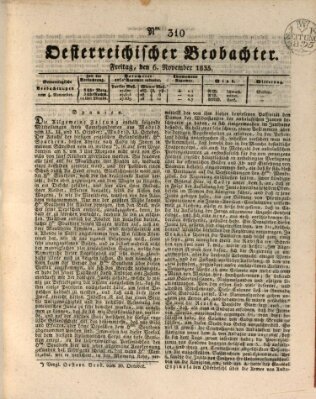 Der Oesterreichische Beobachter Freitag 6. November 1835