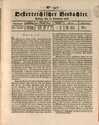 Der Oesterreichische Beobachter Freitag 13. November 1835