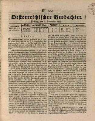 Der Oesterreichische Beobachter Freitag 4. Dezember 1835