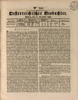 Der Oesterreichische Beobachter Freitag 11. Dezember 1835