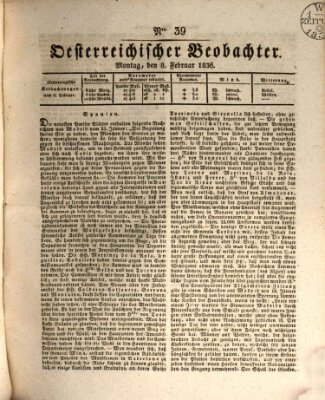 Der Oesterreichische Beobachter Montag 8. Februar 1836