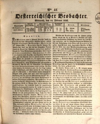 Der Oesterreichische Beobachter Mittwoch 10. Februar 1836