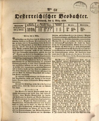 Der Oesterreichische Beobachter Mittwoch 2. März 1836