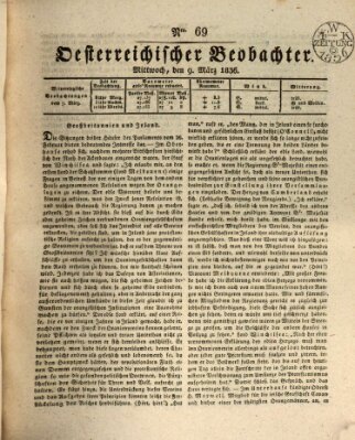Der Oesterreichische Beobachter Mittwoch 9. März 1836