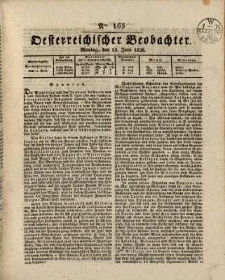 Der Oesterreichische Beobachter Montag 13. Juni 1836