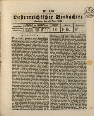 Der Oesterreichische Beobachter Sonntag 26. Juni 1836