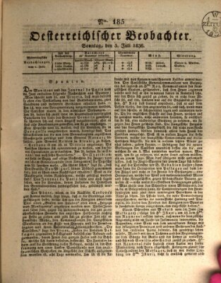 Der Oesterreichische Beobachter Sonntag 3. Juli 1836