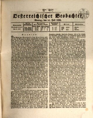 Der Oesterreichische Beobachter Montag 25. Juli 1836