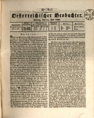 Der Oesterreichische Beobachter Freitag 29. Juli 1836