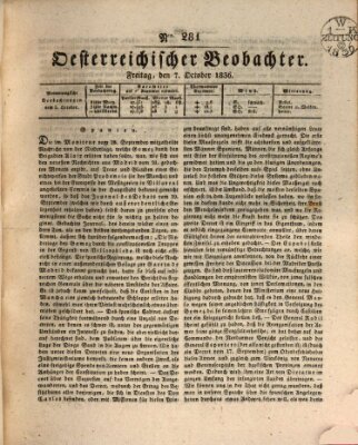 Der Oesterreichische Beobachter Freitag 7. Oktober 1836