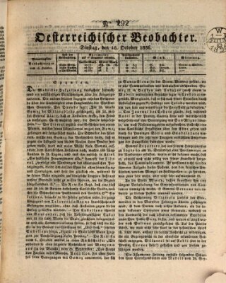 Der Oesterreichische Beobachter Dienstag 18. Oktober 1836