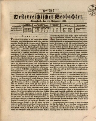 Der Oesterreichische Beobachter Samstag 12. November 1836