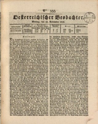 Der Oesterreichische Beobachter Montag 28. November 1836