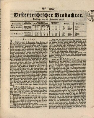 Der Oesterreichische Beobachter Dienstag 27. Dezember 1836