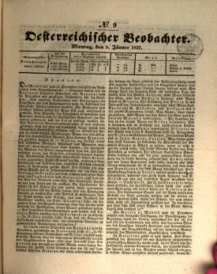 Der Oesterreichische Beobachter Montag 9. Januar 1837