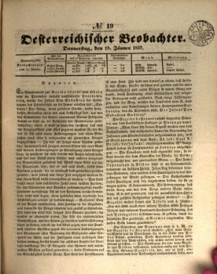 Der Oesterreichische Beobachter Donnerstag 19. Januar 1837
