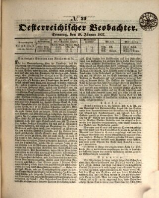 Der Oesterreichische Beobachter Sonntag 29. Januar 1837