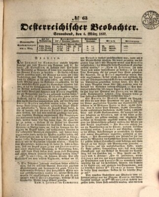 Der Oesterreichische Beobachter Samstag 4. März 1837