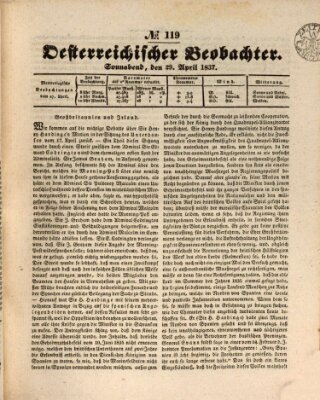 Der Oesterreichische Beobachter Samstag 29. April 1837