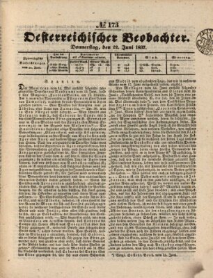 Der Oesterreichische Beobachter Donnerstag 22. Juni 1837