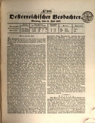 Der Oesterreichische Beobachter Montag 24. Juli 1837