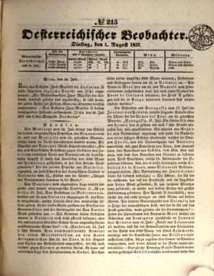 Der Oesterreichische Beobachter Dienstag 1. August 1837