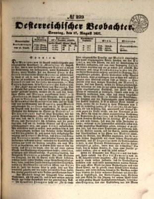 Der Oesterreichische Beobachter Sonntag 27. August 1837
