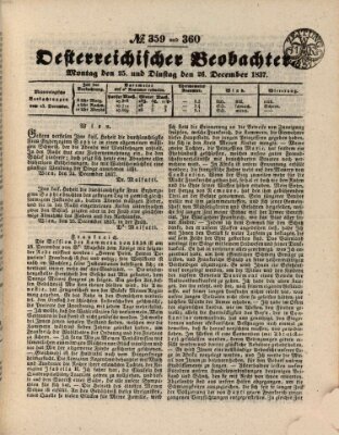 Der Oesterreichische Beobachter Dienstag 26. Dezember 1837