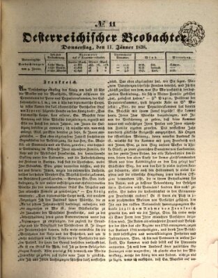 Der Oesterreichische Beobachter Donnerstag 11. Januar 1838