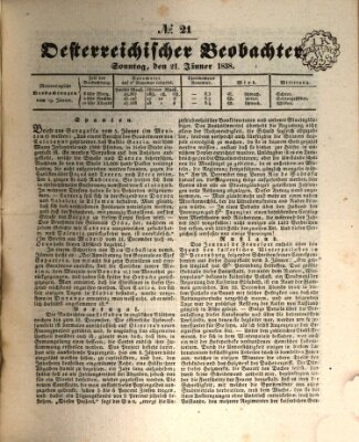 Der Oesterreichische Beobachter Sonntag 21. Januar 1838